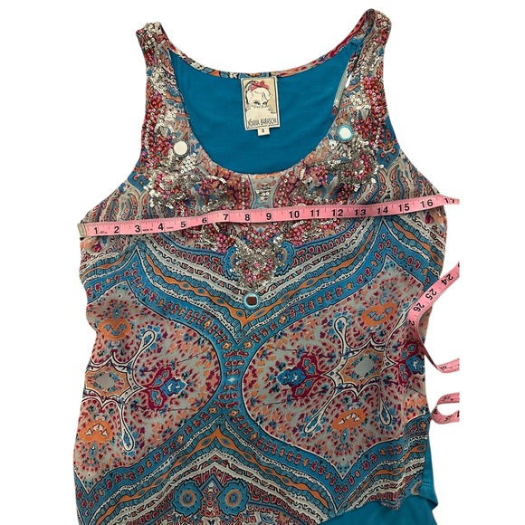 YOANA BARASCHI Beaded Paisley Print Tank Top Women's Size Small Blue - Picture 8 of 10